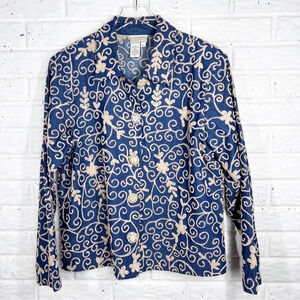 VINTAGE COLDWATER CREEK Lightweight Denim Jacket with Embroidery Stitched Detail